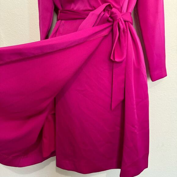 Taylor Wrap Dress Long Sleeve Magenta Pink Size 4 - Picture 6 of 14